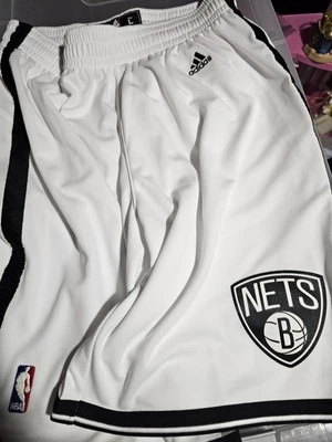 Brooklyn Nets Shorts Adidas White Size 38 Large  - Image 1 of 2
