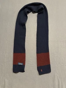 Bufanda de lana Polo Ralph Lauren roja y azul mini logotipo de caballo - Imagen 1 de 4