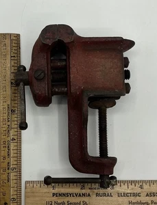 Vintage 1-3/4" Small Red Clamp-On Table-Top Vise Hobby Jeweler Gunsmith - Picture 1 of 12