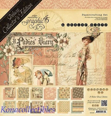 Deluxe Collector's Edition Graphic 45 A Ladies Diary 12 x 12 New! Bonus! - Image 1 of 4