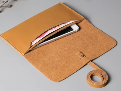 men women wallet purse cow Leather Card Case Cheque holder bifold bag yellow 573 - Image 1 of 4