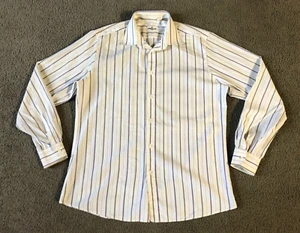 VTG Cerutti 1881 Men's White Striped Button Up Dress Shirt - Size 16 x 33 - Picture 1 of 4