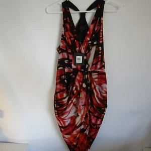 NWT WAYNE by WAYNE COOPER 10 "Sunset Butterfly" Red Evening Dress Racer Back - Picture 1 of 14
