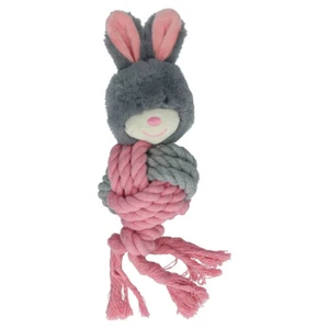 Bunny Puppy Hundespielzeug Hase Ropey Ball für Welpen 9x9x20 cm grau/rosa - Bild 1 von 3
