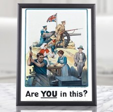 British WW1 Militaria - WWI UK Allied Propaganda Poster Reproduction Wall Prints