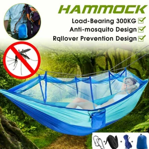 Double Camping Hammock with Mosquito Net Tent Nylon Hanging Bed Swing Chair - Picture 1 of 8