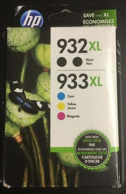 HP 932XL/933XL Black, Cyan, Magenta, Yellow Ink Cartridges (N9H69FN)