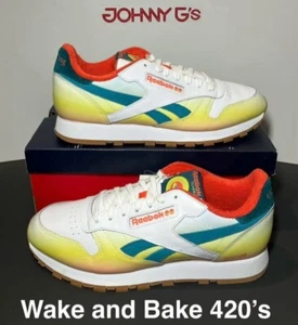 Reebok Classic Marijuana Sneakers 420 Wake And Bake FZ3372 Sneakers Size 10.5 - Picture 1 of 9