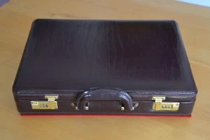 Echt Leder AKTENKOFFER BUSINESS KOFFER ATTACHE ZAHLENSCHLOSS LEDERFUTTER braun - Bild 1 von 7
