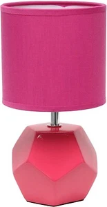 Small Table Lamp Modern Night Stand Living Room Reading Desk Ceramic Shade Pink - Picture 1 of 10