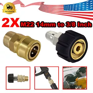 2X Pressure Washer Adapter Set M22 14mm to 3/8 Inch Quick Connect Fittings US - Picture 1 of 6