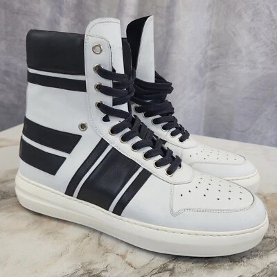 Zapatillas altas ORO Los Angeles Damiette a rayas de cuero premium para hombre talla 9 Foto 1 de 4