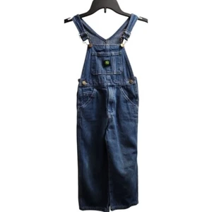 John Deere Denim Overalls Kids Blue Adjustable Straps Size 5 - Picture 1 of 7