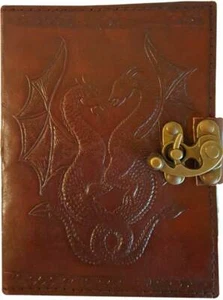 DOPPELTES DRACHENLEDER LEERES BUCH MIT VERRIEGELUNG 5"X 7" - Bild 1 von 1