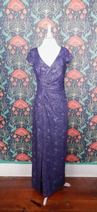 JS Collections lila Jacquard silber metallic formelles langes Kleid für Brautmutter - Bild 1 von 6