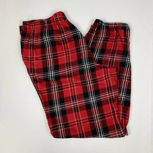 VICTORIA SECRET L Red Plaid PAJAMA PANTS Lounge Women's Elastic Waist Pocket - Picture 1 of 8