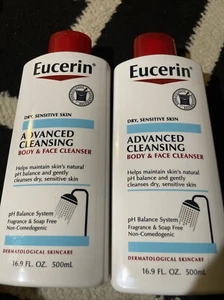 2 Pack Eucerin Advanced Cleansing Body & Face Cleanser For Dry, Sensitive Skin - Picture 1 of 1