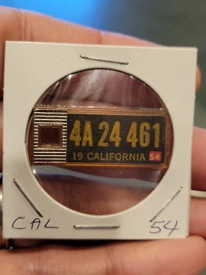 Vintage CALIFORNIA 1954 DAV Disabled Veterans License Plate fob Tag 4A 24 461 - Image 1 of 2