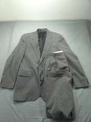 Polo Ralph Lauren Suit Mens 42R Pants 36x32 University Club Gray Textured Full - Image 1 of 4