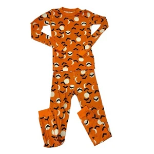 Hanna Andersson Halloween Bats Unisex Pajama Set Long Sleeve Pant Orange size 12 - Picture 1 of 6