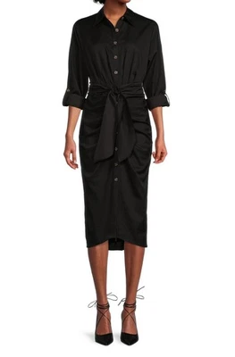 NWT Antonio Melani Roxanne Tie Waist Shirt Dress, Size 6, black - Image 1 of 4
