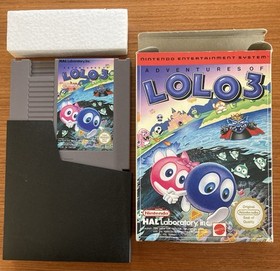 NES ~ Adventures of LOLO 3 ~ Nintendo NES-QL-AUS Game Cart + BOX + Sleeve Pal A