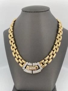 18k YG & 1.00ctw G SI1 Diamond Two Tone Panther Necklace/ 48.7g/ 16” Length - Picture 1 of 6