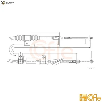 CABLE PULL PARKING BRAKE 17.2523 FOR HYUNDAI COUPE/TIBURON G4DF/G4GF 2.0L 4cyl - Image 1 of 4