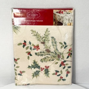 St Nicholas Square Woodland Boughs Tablecloth 60 x 84 Oblong Christmas Holiday - Picture 1 of 6