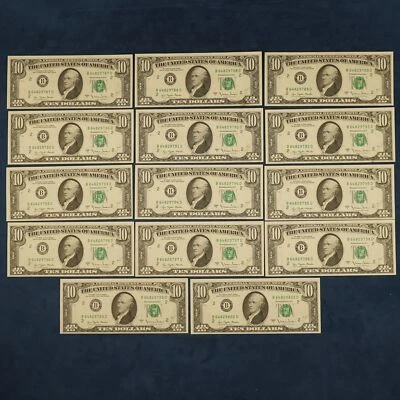 1977-A Lot of 14 Sequential $10 Federal Reserve Notes (Fr 2024-B) - Free Ship US - Image 1 of 3