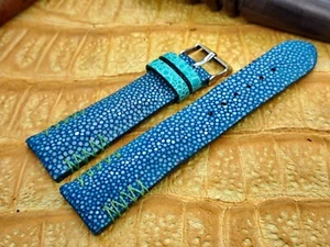 22mm/18mm Polished Stingray Leather Watch Band Bespoke Vintage Exotic Leather - Picture 1 of 11