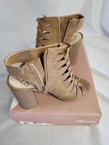 Fergalicious by Fergie Pardon, Sand Block Heel Zip Bootie (Size 5.5) - Picture 1 of 10