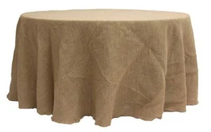 96" ROUND Natural BURLAP TABLECLOTH Table Cover Wedding Party Catering rustic - Picture 1 of 3