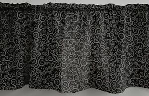 Black & Gray Scroll Damask Valances, Curtains or Swags