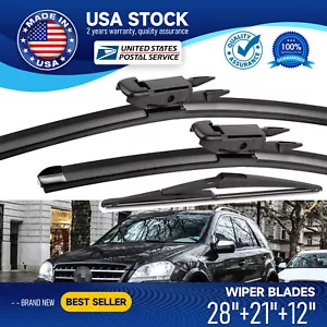 28"&21"&12" Set of 3 Wiper Blades For W164 2010-2011 Mercedes-Benz ML450 Quality - Picture 1 of 13