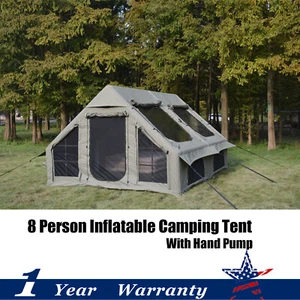 8-Person Inflatable Camping Tent Windproof Glamping Tent Portable House w/ Pump - Picture 1 of 16