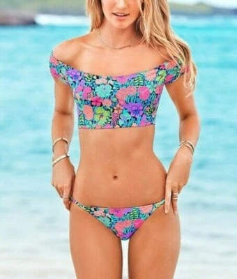 Victoria's Secret плавать верхний бикини купальник поцарапанный пейсли неоновые кораллы золото новый с Ярлыками - Изображение 1 из 4