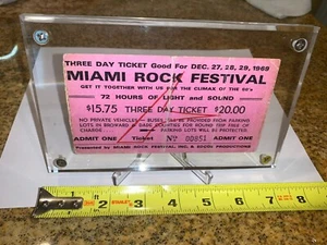 MIAMI ROCK FESTIVAL 1969 ORIGINAL TICKET STUB GRATEFUL DEAD Johnny Winter USA - Picture 1 of 12