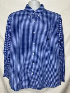 Chaps Easy Care button shirt men's large blue plaid long sleeve - Picture 1 of 7