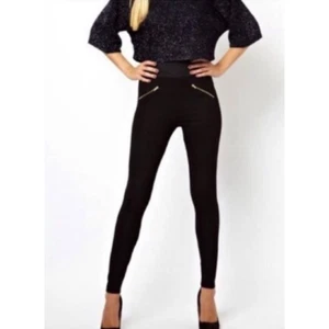 Zara Basic Black Thick Slip On Leggings with Zipper Accents Size XS - Picture 1 of 6