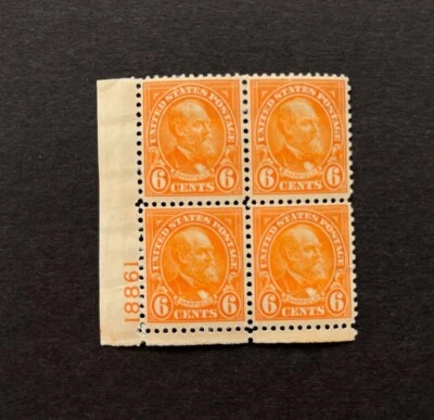 mystamps  US 638 plate block, 6 cent Garfield 1927,  MNH OG - Image 1 of 2