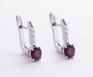Natural Pyrope Garnet Sterling Silver Earrings - Picture 1 of 2