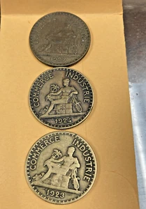 France 2 Franc Commerce Coins 1922, 1923, 1924 KM#877 Aluminum-Bronze Circulated - Picture 1 of 8