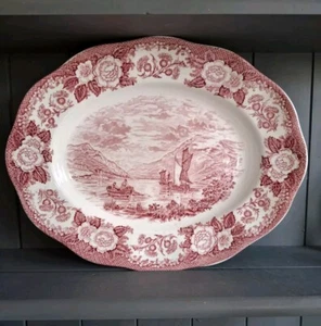 Royal Warwick Lochs of Scotland rot oval Servierplatte Loch fein 14"  - Bild 1 von 10