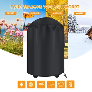 Round BBQ Grill Cover Heavy Duty Waterproof Sun UV Dust Protect For Weber Kettle - Picture 1 of 12