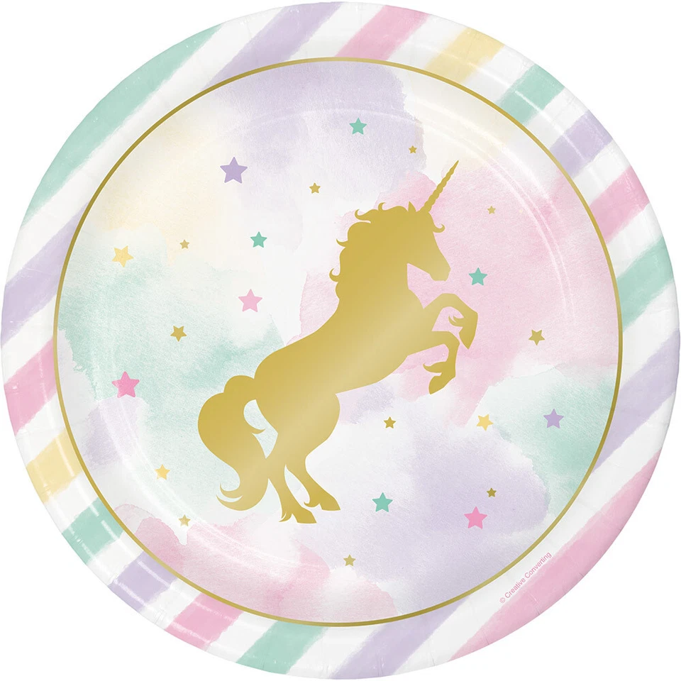 Unicorn Sparkle Party Supplies Dinner Plates 8 Pack Girl Birthday Tableware - Image 1 of 1