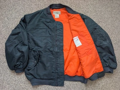 Vintage LL Bean Bomber Jacket Mens Large Green MA1 Lined Mod Punk Rock Thermore - Image 1 of 4