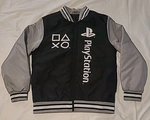 PlayStation Bomber Jacket Boys Size 14/16 Black Full Zip Pockets Video Games - Picture 1 of 17