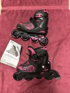 NUEVO CON ETIQUETAS CRIVIT BIG KIDS SOFTBOOT Patines en Línea Negro/Rosa Talla 5.5 - Imagen 1 de 6