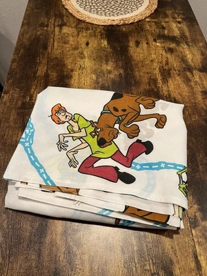Vintage L Scooby Doo Twin Flat  Sheet Only Haunted Shaggy 1999 Hanna Barbera - Image 1 of 4